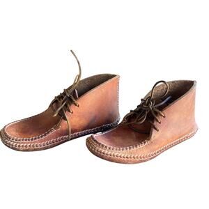 Vintage Hand Crafted Brown Chukka Boots Sz 7 Leather Lace Up Ankle Slow Fashion